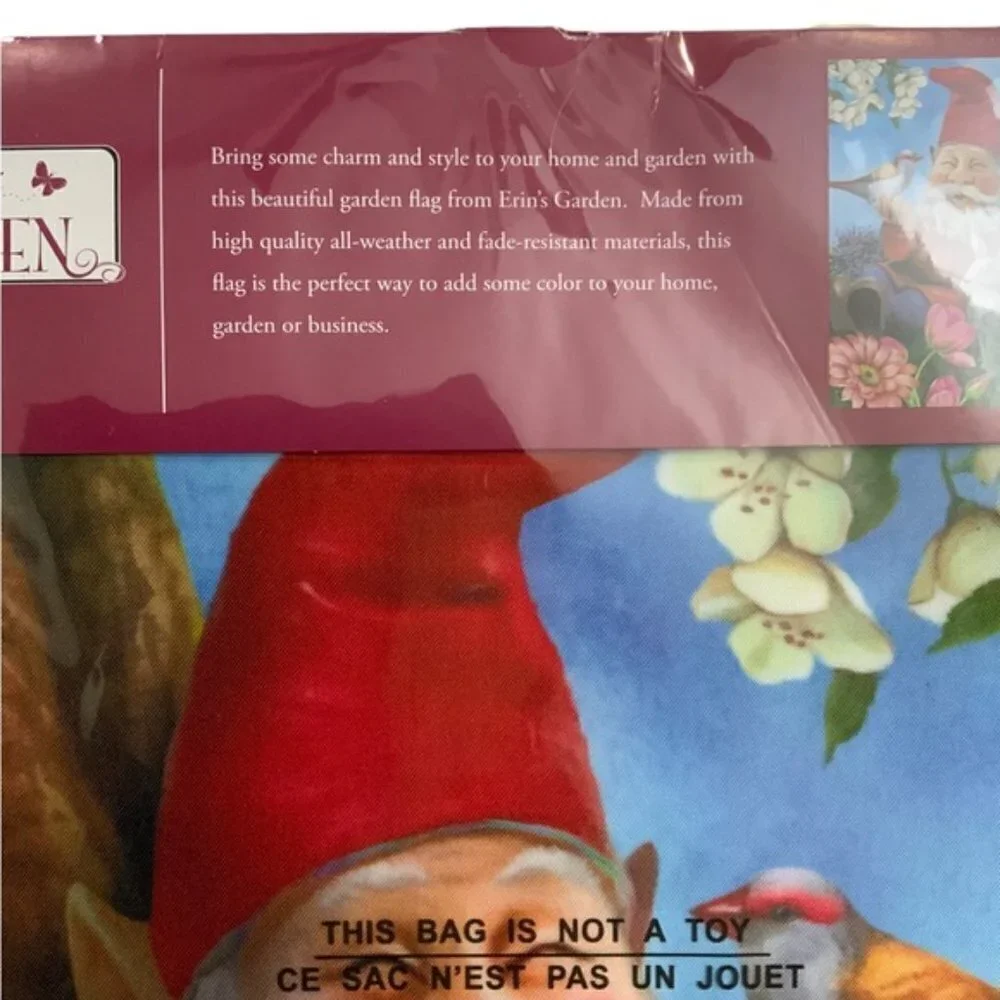 Garden Gnome Flag Garden Yard Flag All Weather Floral 12.5 x 18 inch Multicolor